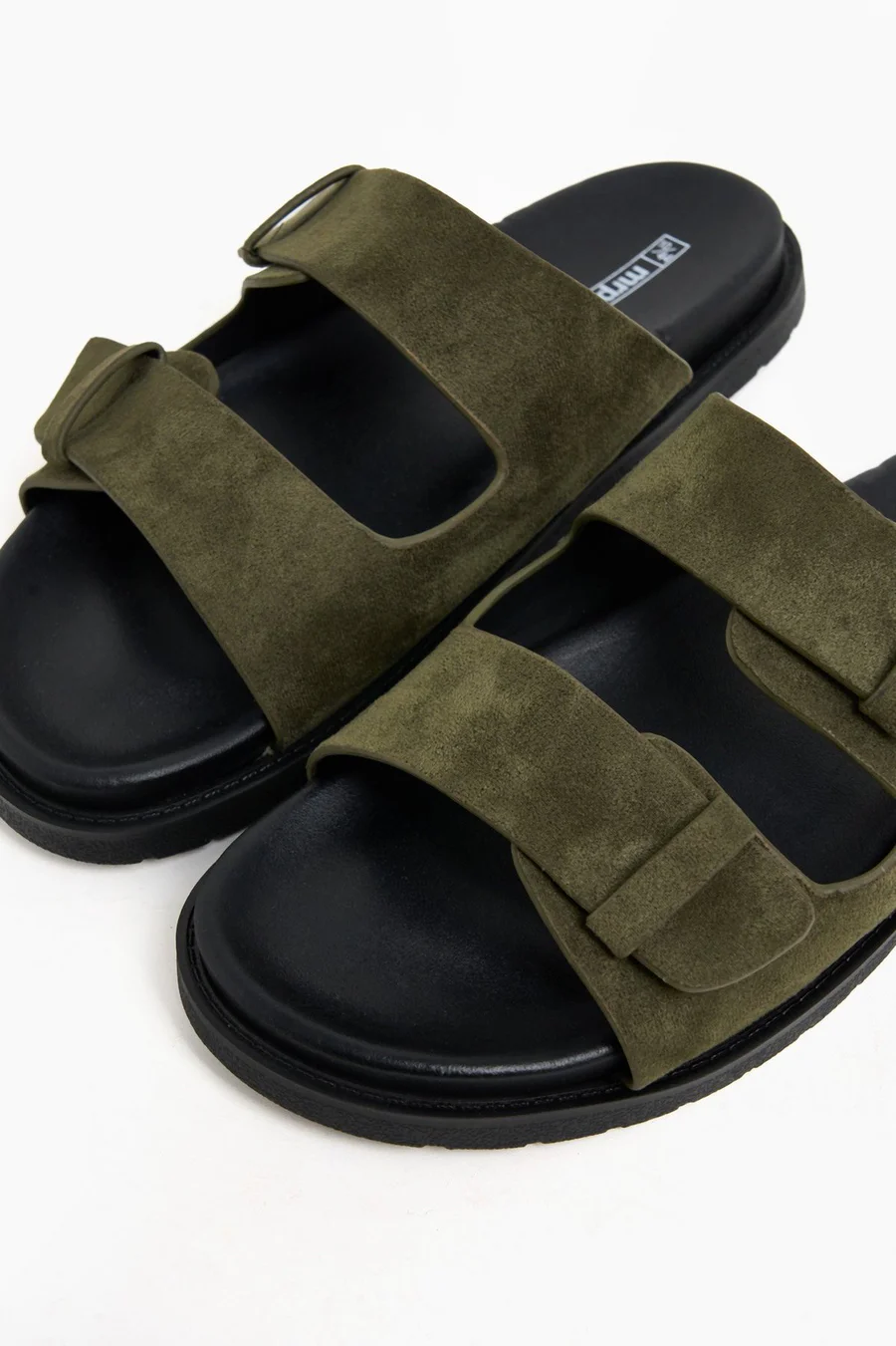 Chinelos Double Buckle em poliéster · Homem · Verde Oliveira