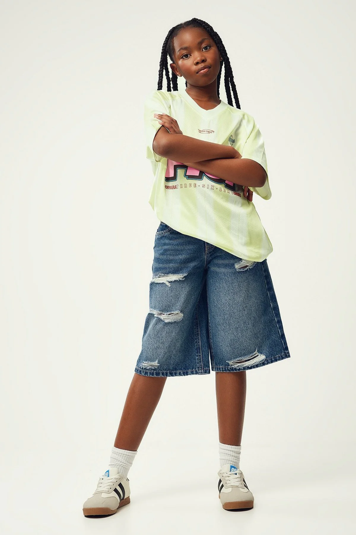 Calções de ganga Baggy · Menina