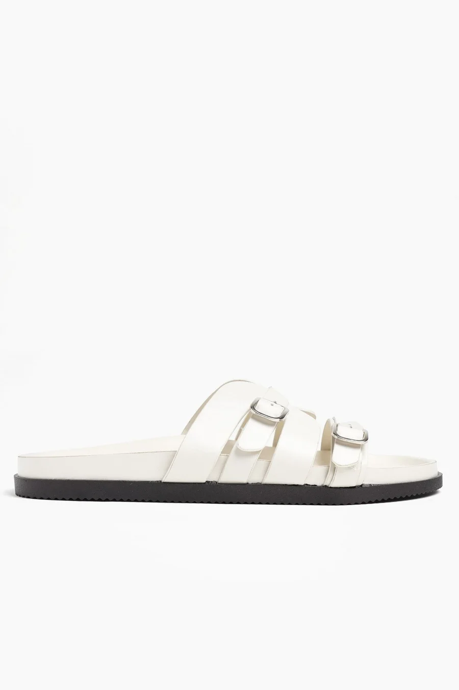 Chinelos Double Buckle em poliéster · Senhora · Branco Sujo