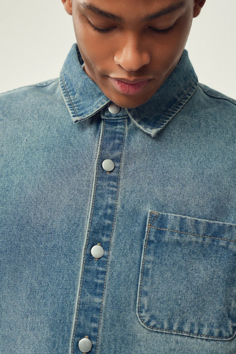 Camisa largo de ganga · Homem · Creme