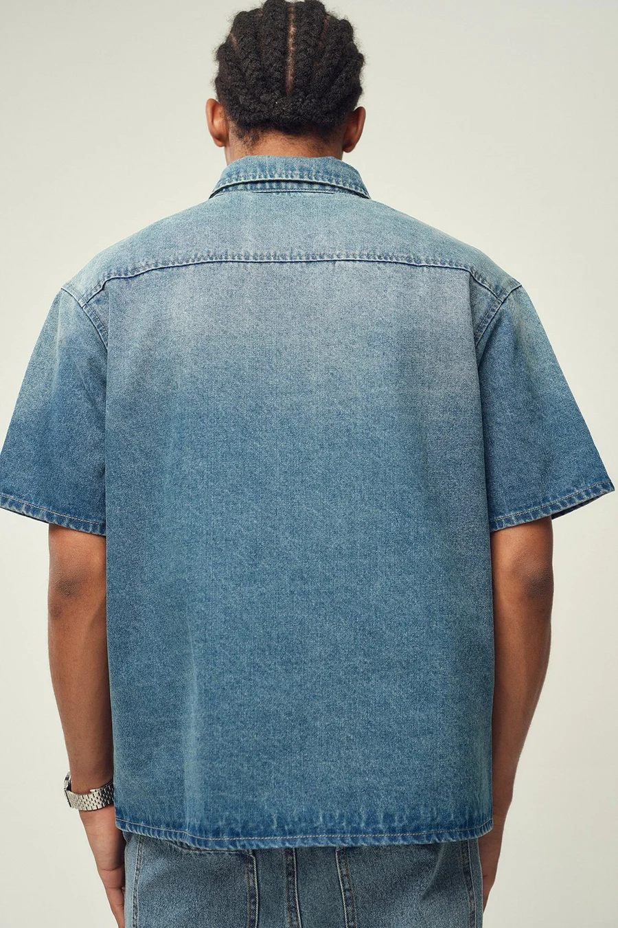 Camisa largo de ganga · Homem · Creme