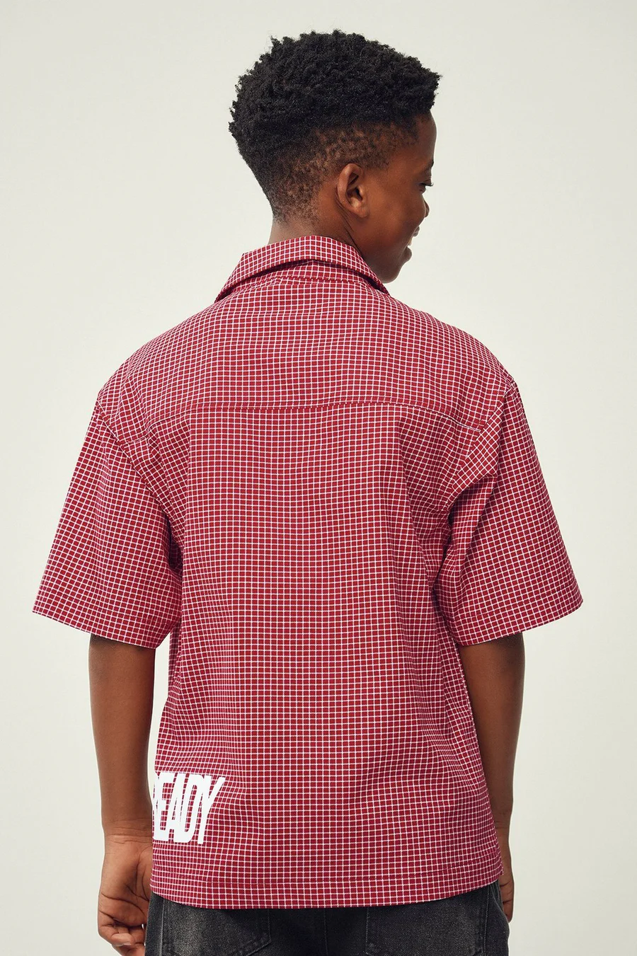 Camisa xadrez em algodão · Menino · Vermelho
