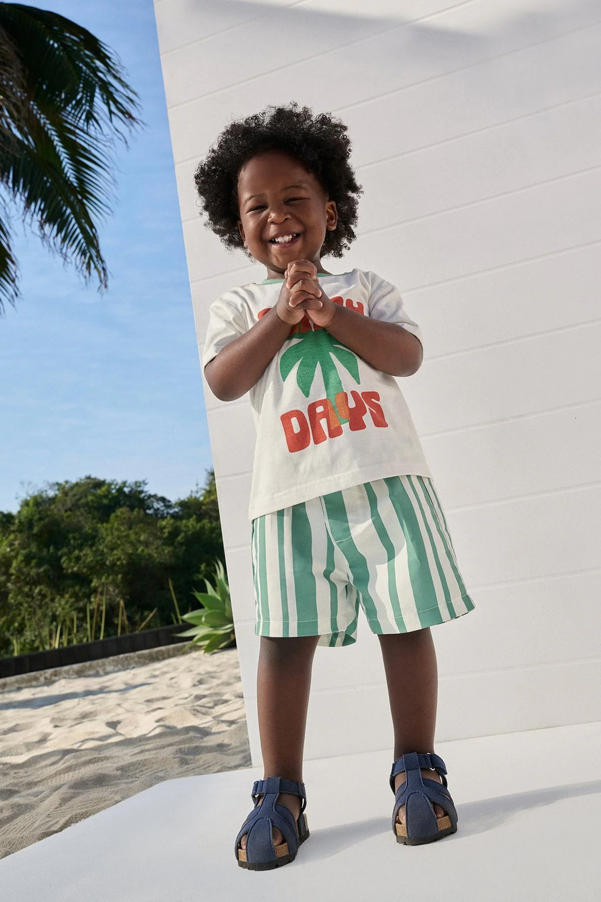T-shirt em poliéster · Bebé · Creme