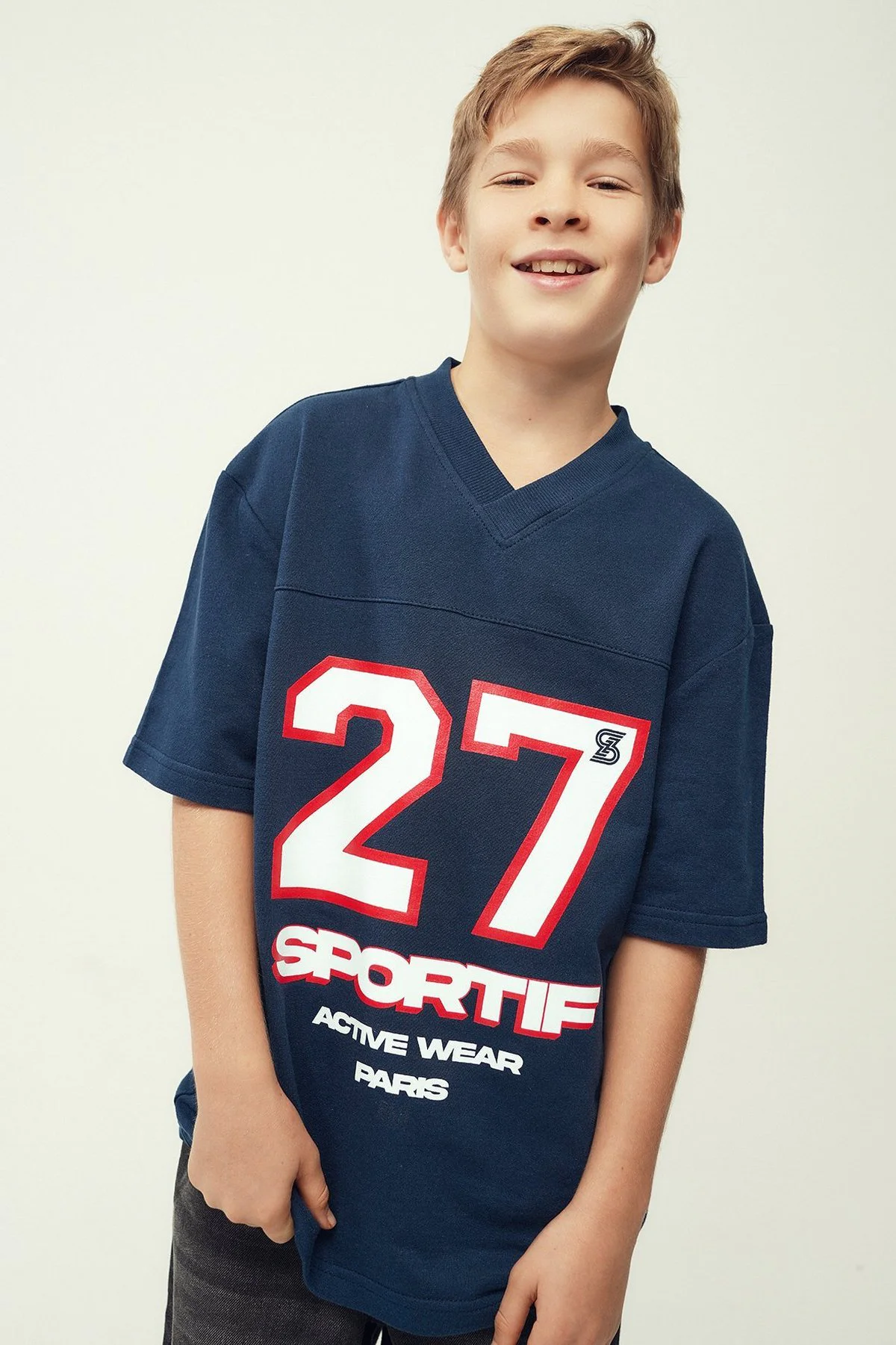 T-shirt Sports em algodão · Menino · Azul Marinho