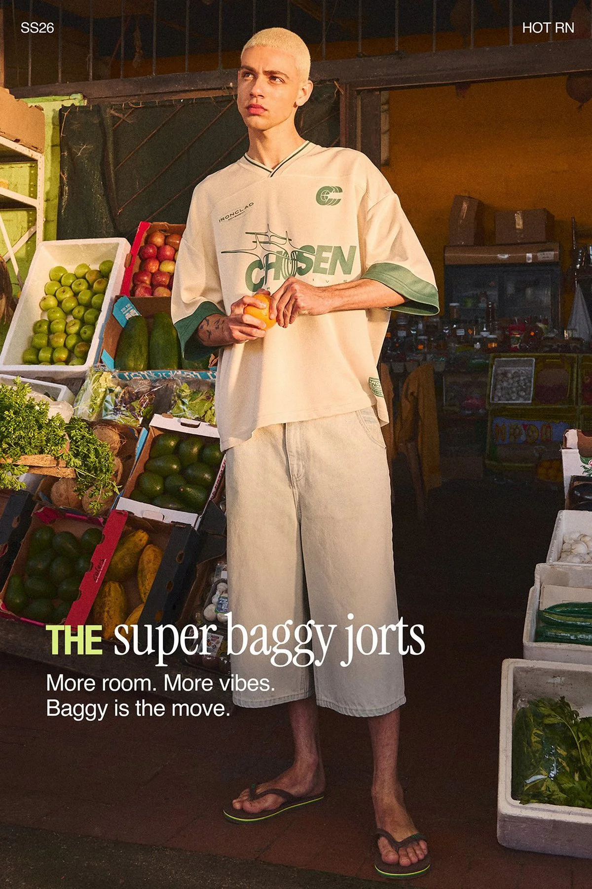 Peça Super Baggy Bermuda · Homem · Azul · Modelo 3