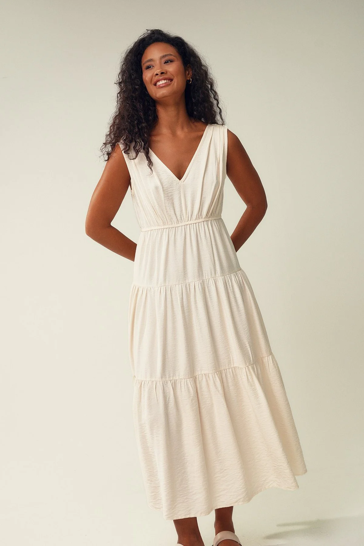 Vestido boca de sino Fit · Senhora · Branco