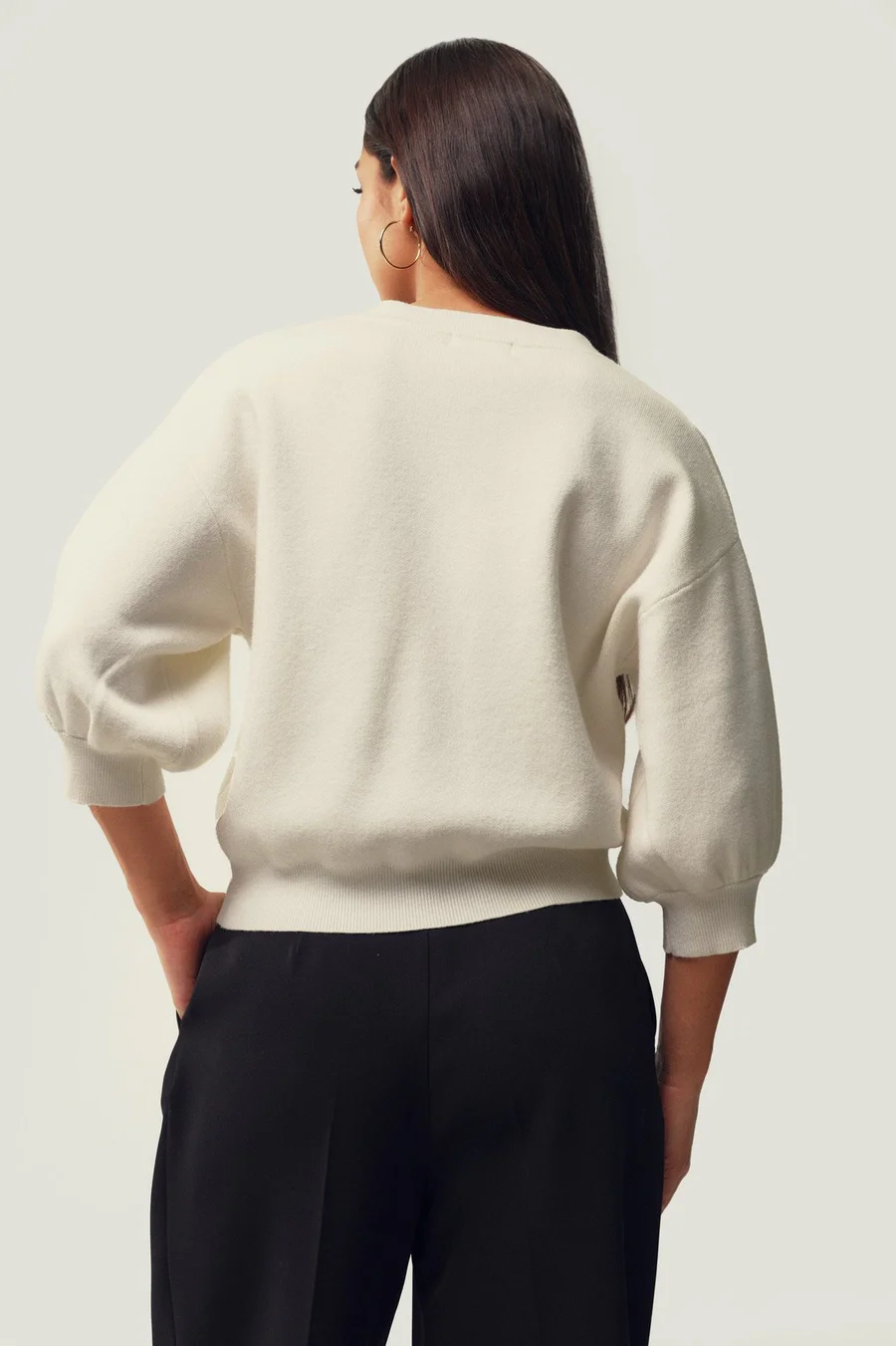 Casaco de malha · Senhora · Creme · Modelo 2