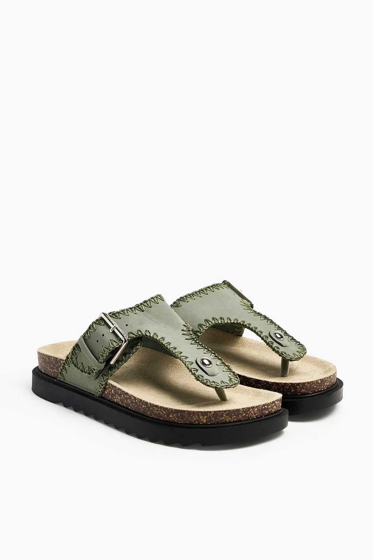Chinelos plataforma Thong em poliéster · Senhora · Verde Oliveira