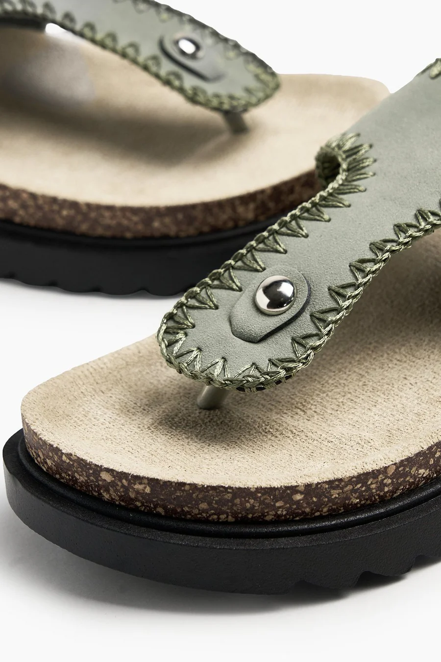 Chinelos plataforma Thong em poliéster · Senhora · Verde Oliveira