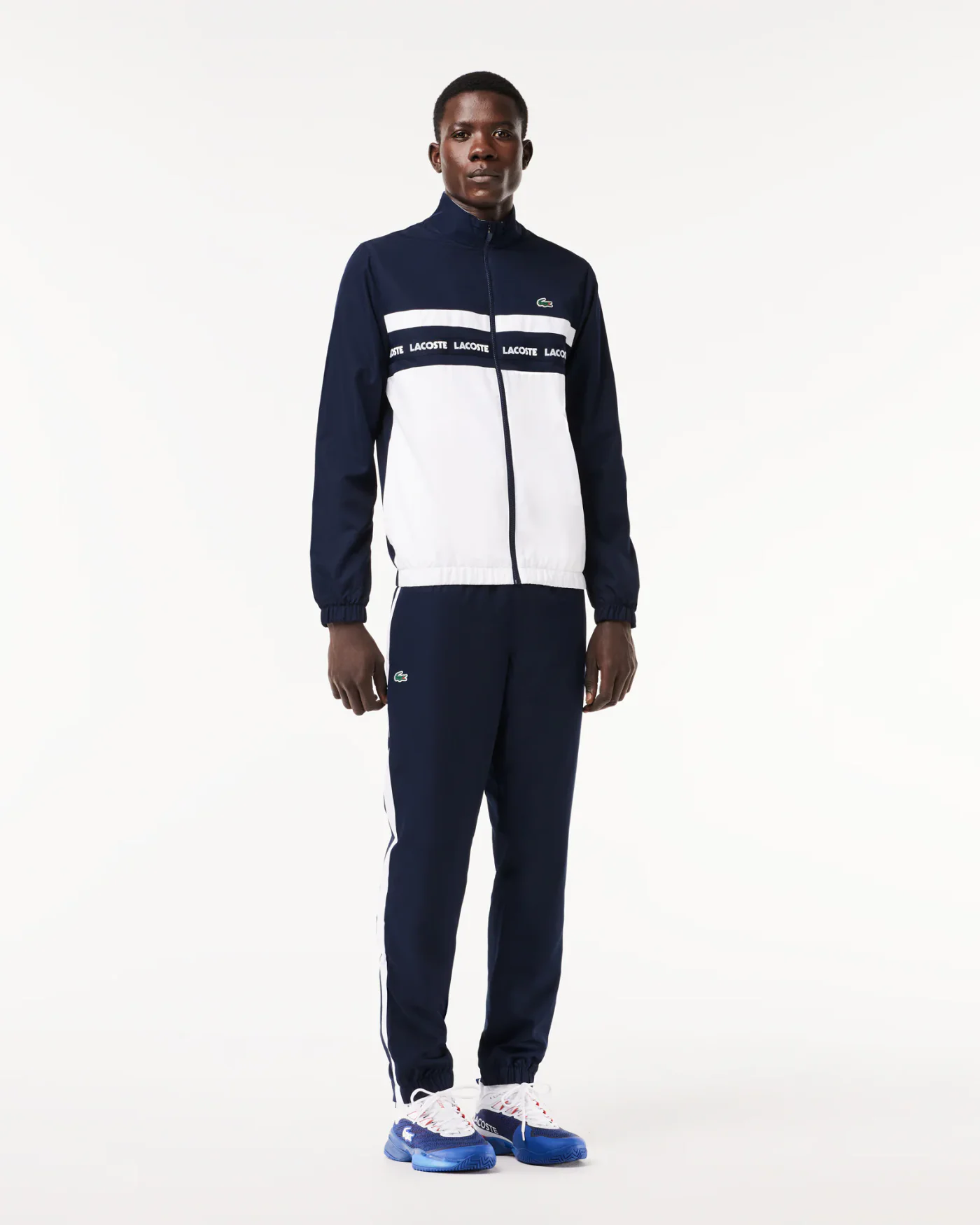 Conjunto Esportivo Masculino Preto Lacoste – Jaqueta e Calça em Tafetá Reciclado