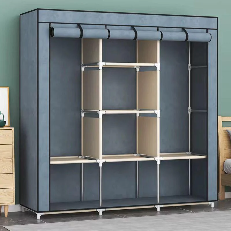 Guarda-Roupa Dobrável Duplo com Rodízios – Organizador Portátil para Quartos e Aluguéis