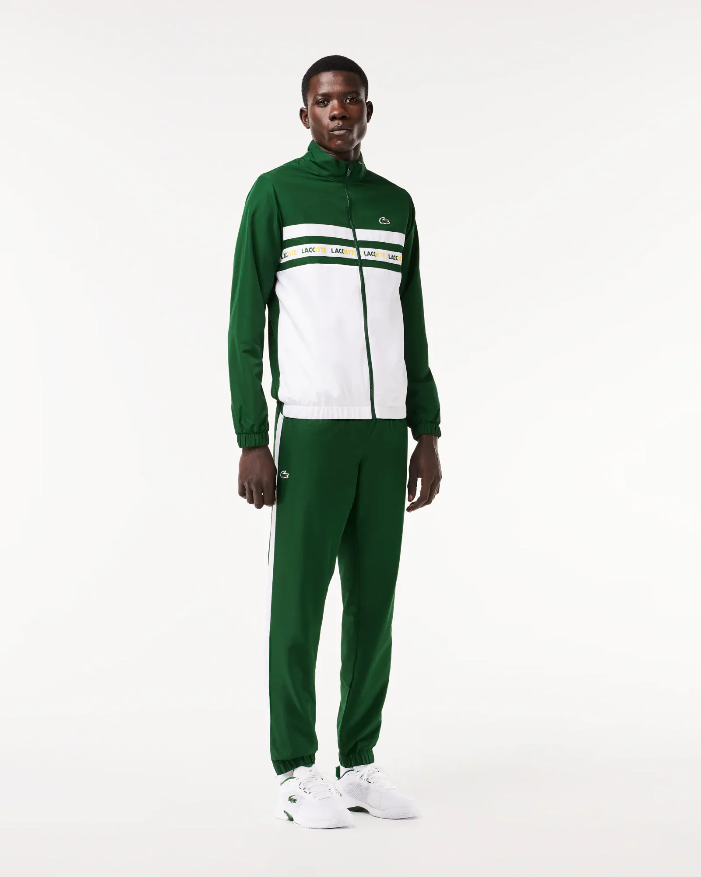 Conjunto Esportivo Masculino Verde Lacoste – Jaqueta e Calça em Tafetá Reciclado