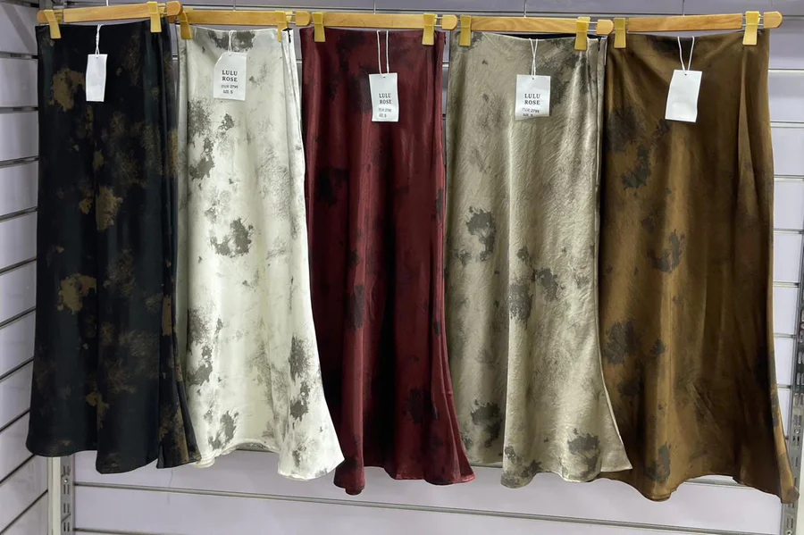 Saia Midi Cetim Estampada Lulu Rose