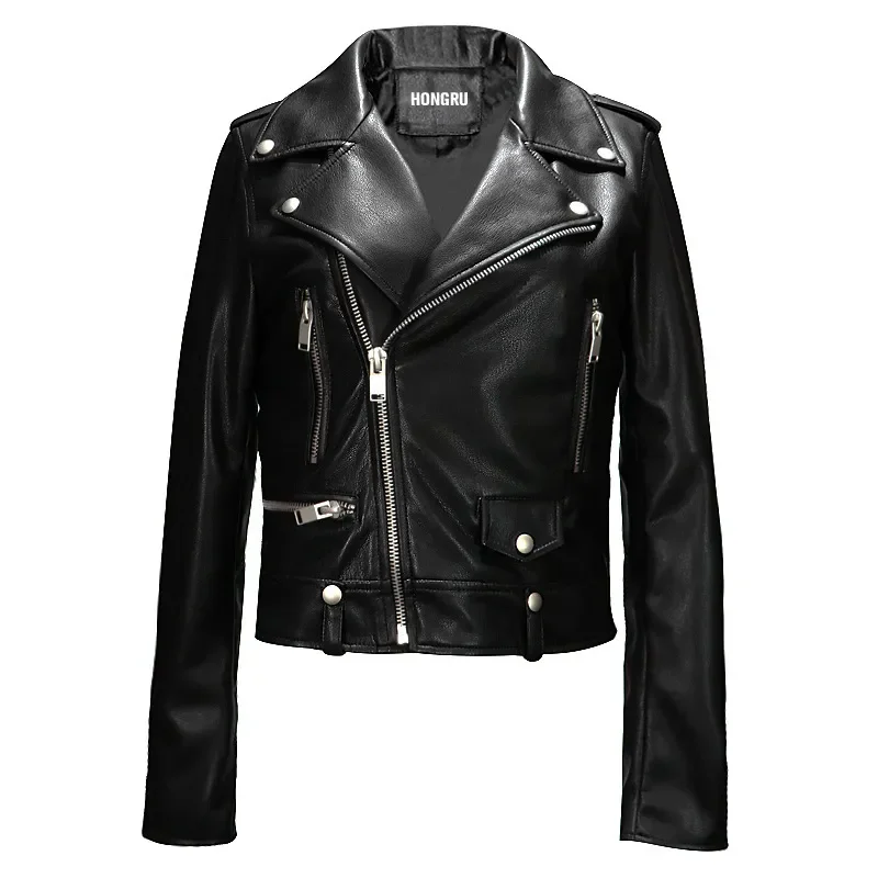 Jaqueta Feminina Punk Street Couro Outono/Inverno · Preto