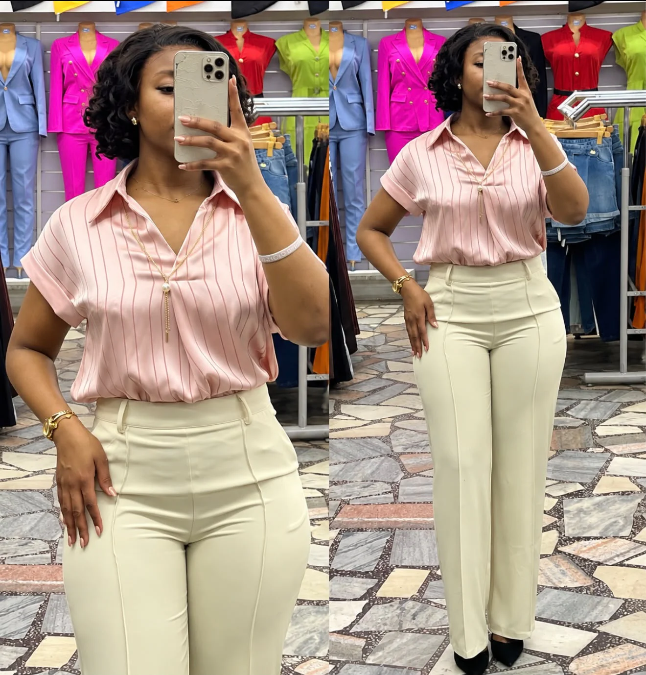 Blusa Feminina Manga Curta Listrada Rosa