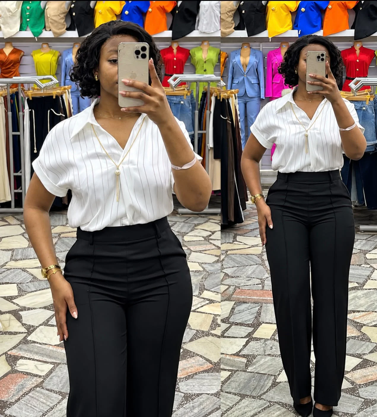 Blusa Feminina Manga Curta Listrada Branco