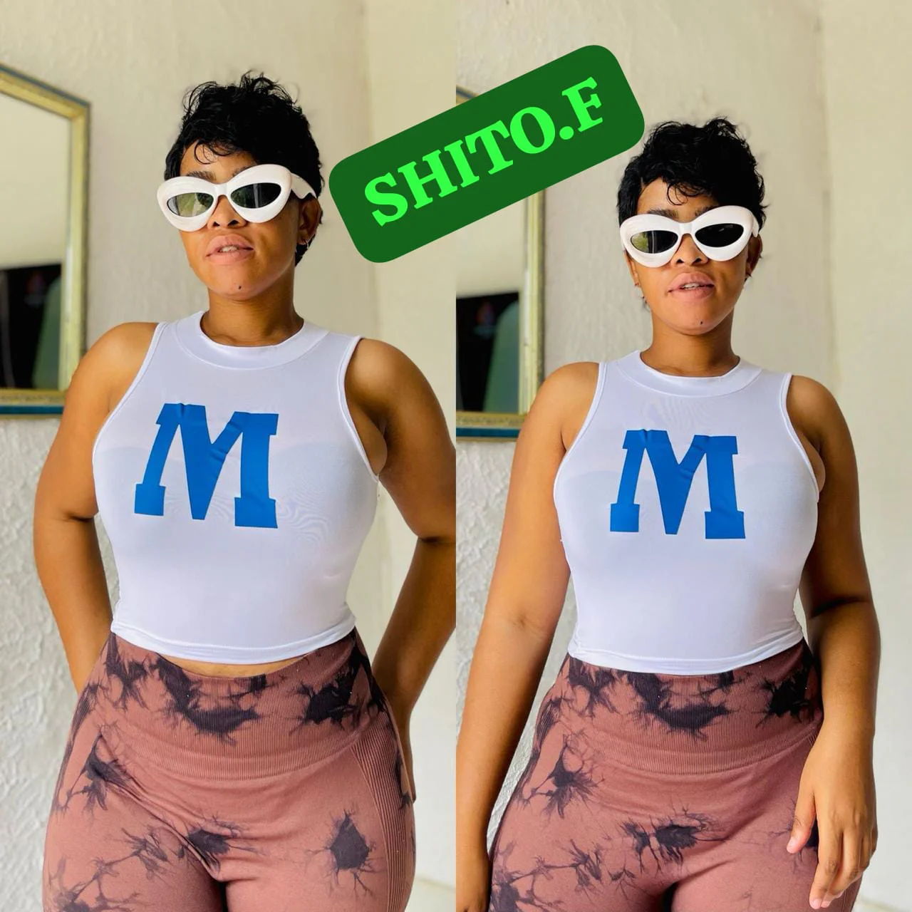 Top Cropped Letra M (3 unidades) · Azul Escuro