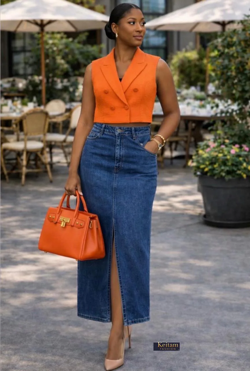 Saia Jeans Longa Boyfriend com Fenda