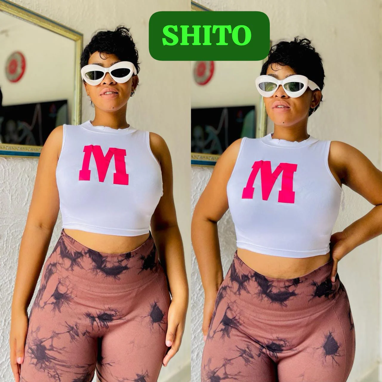 Top Cropped Letra M (3 unidades) · Rosa