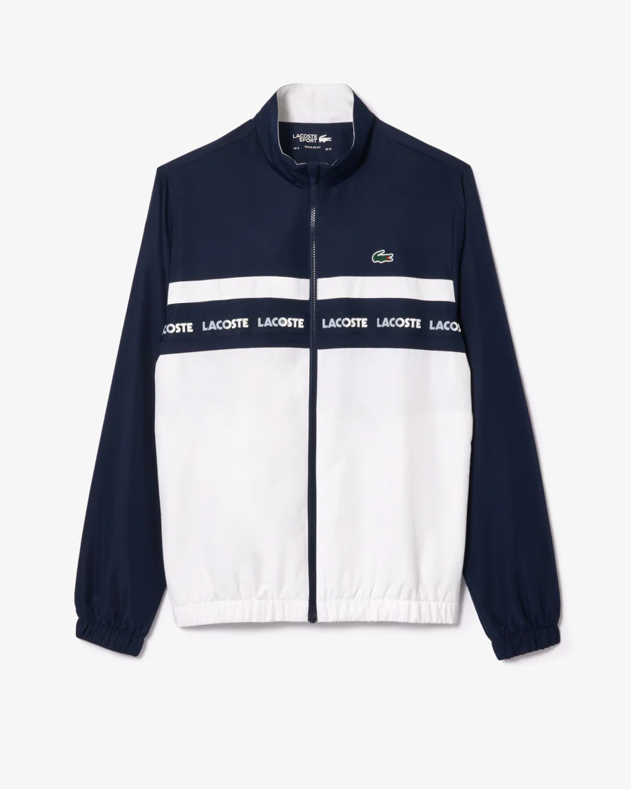 Conjunto Esportivo Masculino Preto Lacoste – Jaqueta e Calça em Tafetá Reciclado