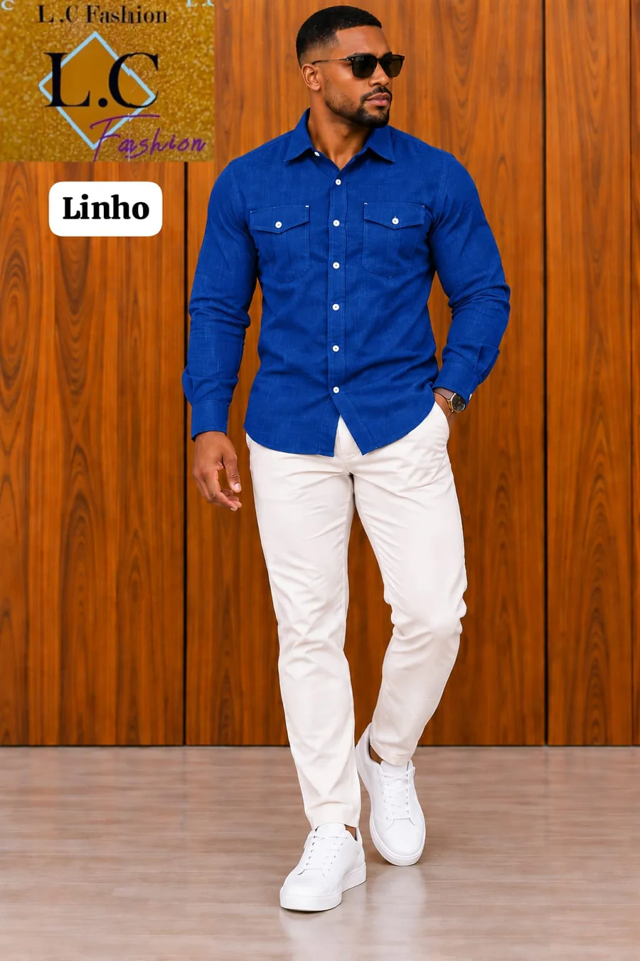 Camisa de Linho com Bolsos Frontais
