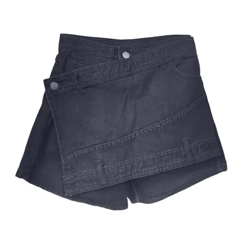 Skort Jeans Feminino Cintura Alta Estilo Coreano