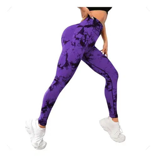 Leggings de Yoga Sem Costura Cintura Alta Tie-Dye