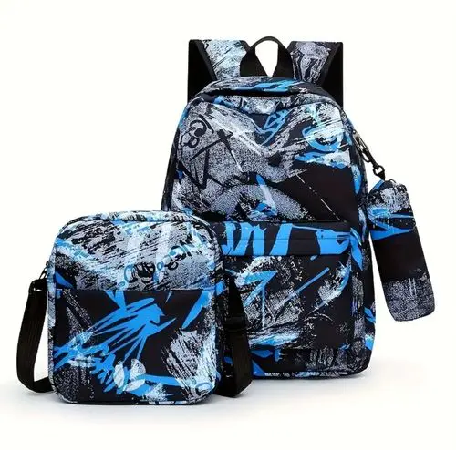 Conjunto de Mochila e Bolsa Estampada com Design Moderno