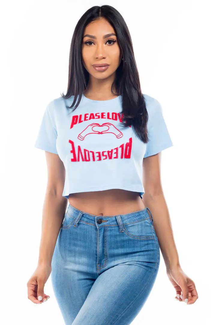 T-shirt Cropped Karina “Please Love”