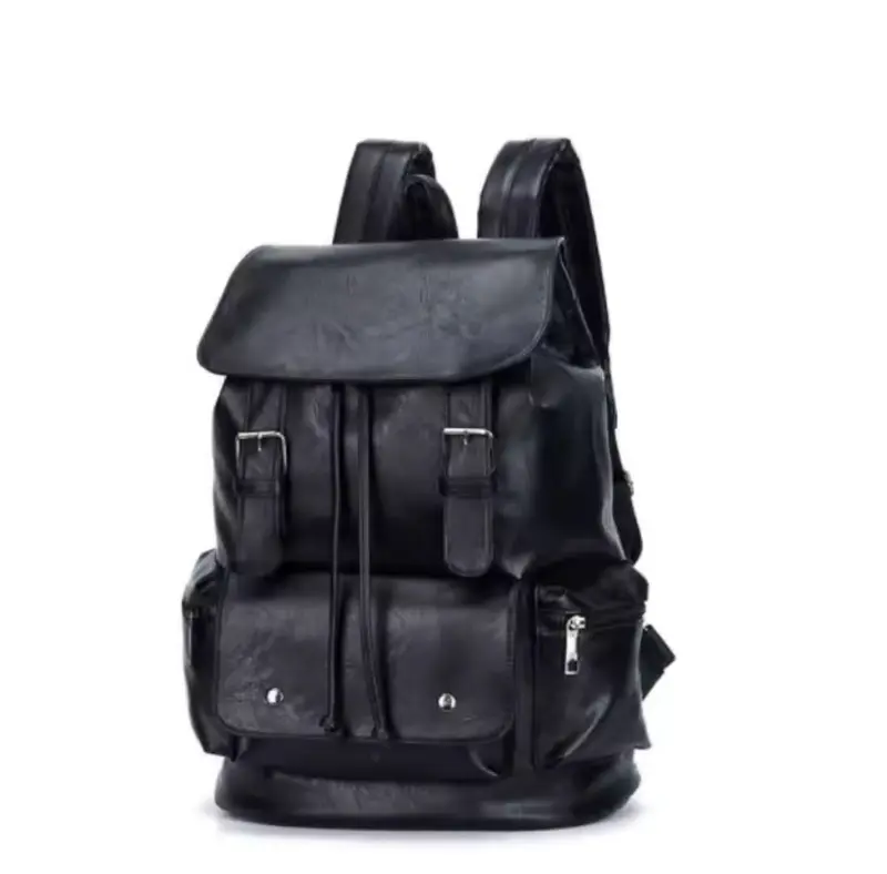 Mochila de Couro Elegante Preta