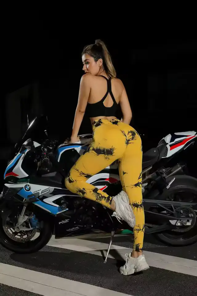 Leggings de Yoga Sem Costura Cintura Alta Tie-Dye
