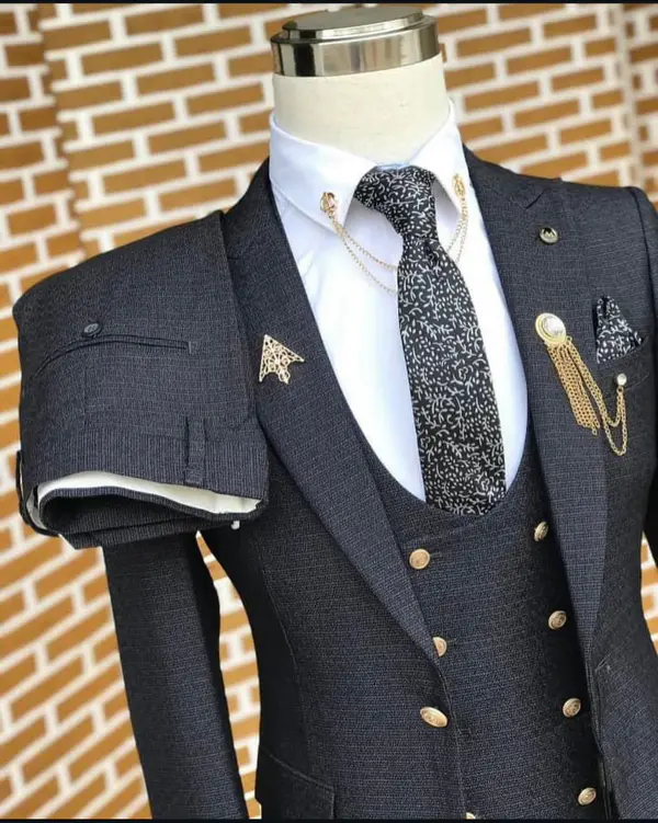 Terno Completo Azul Marinho Premium (Casaco, Calças e Colete)