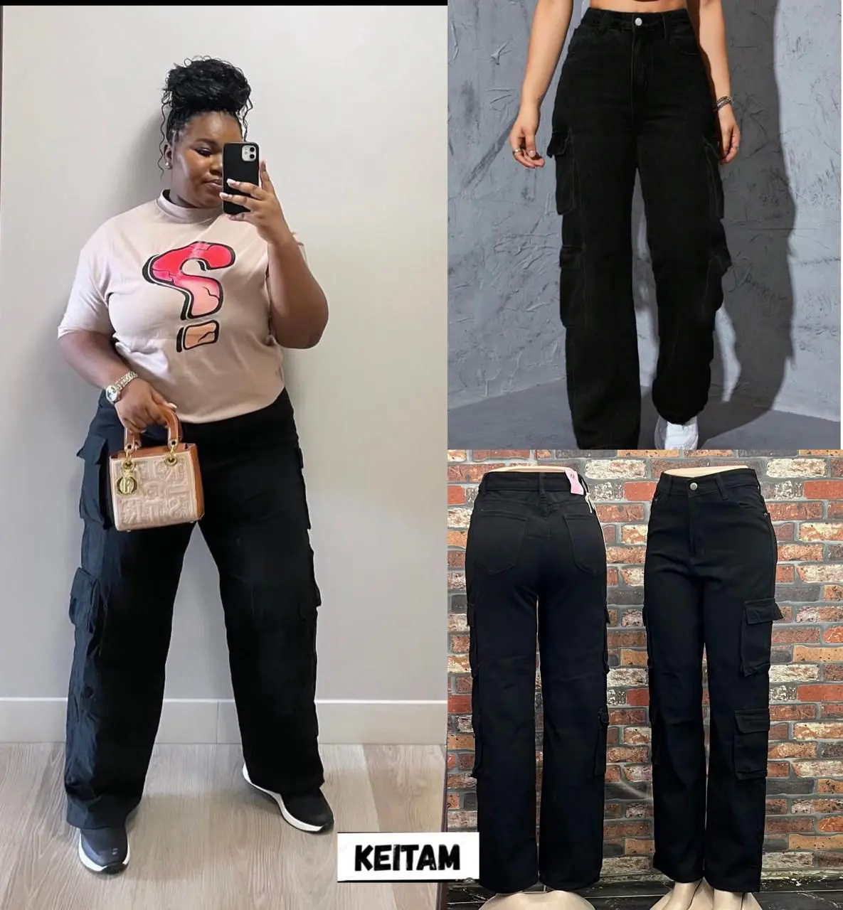 Calça Jeans Cargo Larga Boyfriend