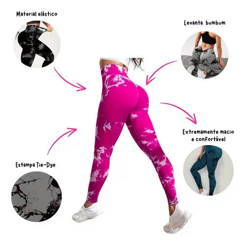 Leggings de Yoga Sem Costura Cintura Alta Tie-Dye