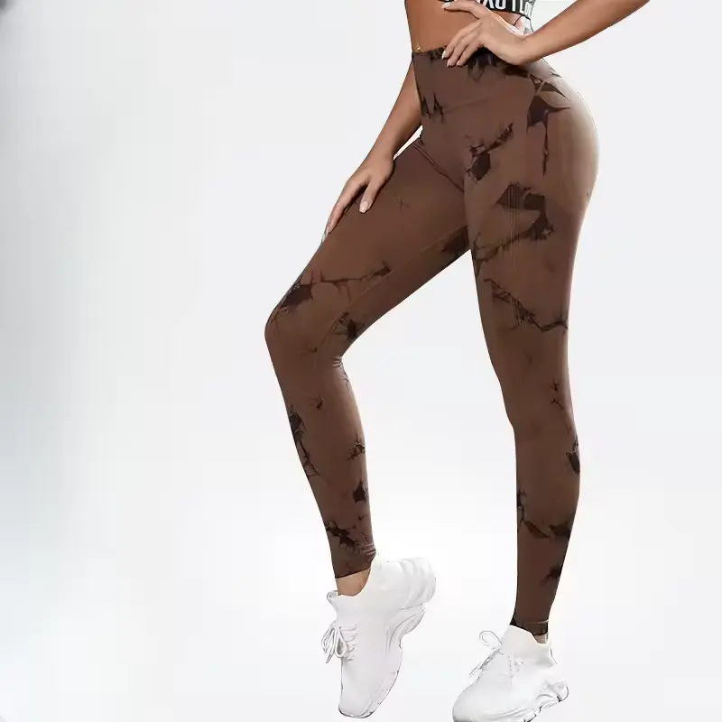 Leggings de Yoga Sem Costura Cintura Alta Tie-Dye