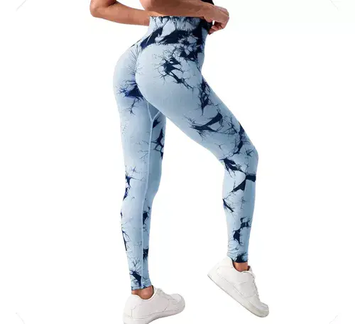Leggings de Yoga Sem Costura Cintura Alta Tie-Dye