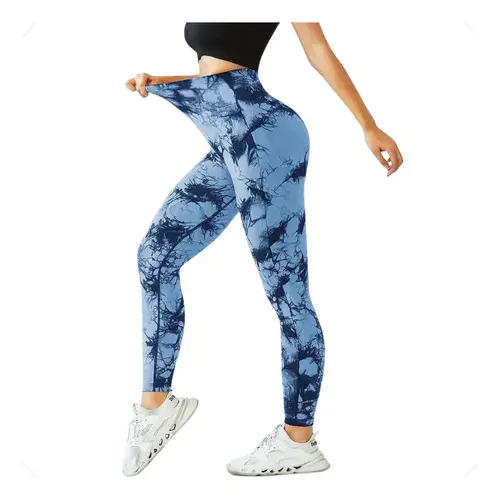 Leggings de Yoga Sem Costura Cintura Alta Tie-Dye