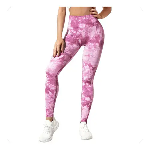 Leggings de Yoga Sem Costura Cintura Alta Tie-Dye