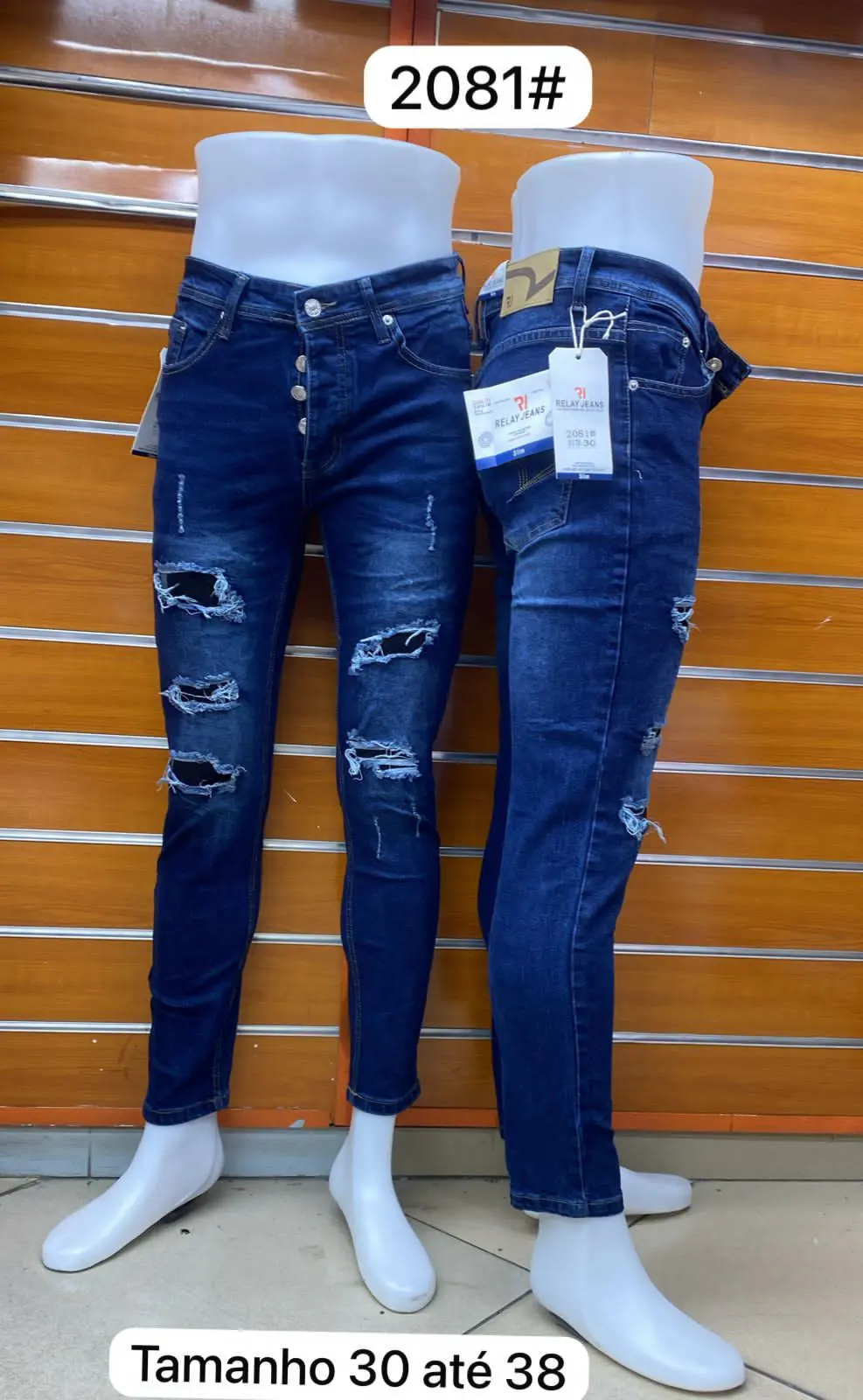 Jeans Denim Rasgado Azul
