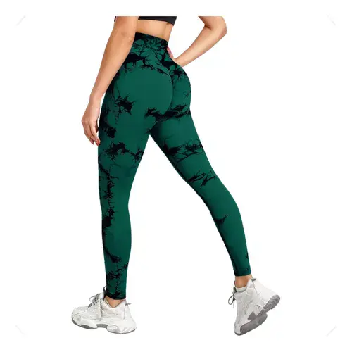 Leggings de Yoga Sem Costura Cintura Alta Tie-Dye