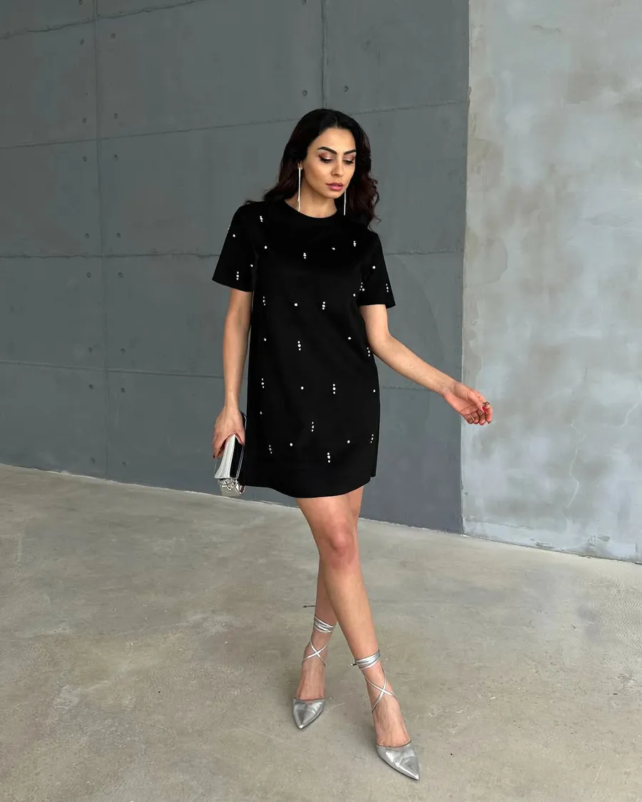 Túnica Náutica Feminina Zara · Preto / Branco