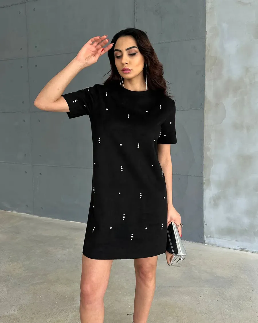 Túnica Náutica Feminina Zara · Preto / Branco