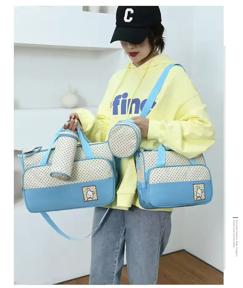 Conjunto de Bolsas de Fraldas 5 em 1 para Maternidade