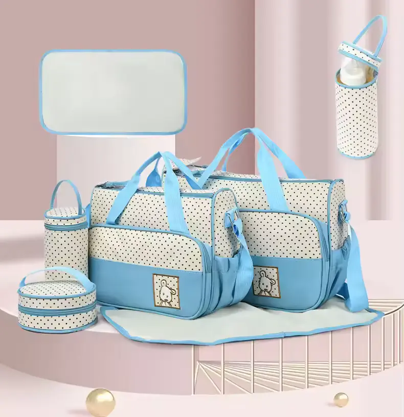 Conjunto de Bolsas de Fraldas 5 em 1 para Maternidade
