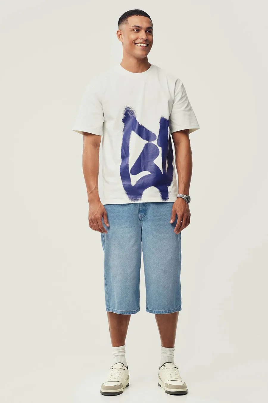 Calções de ganga Baggy Bermuda · Homem