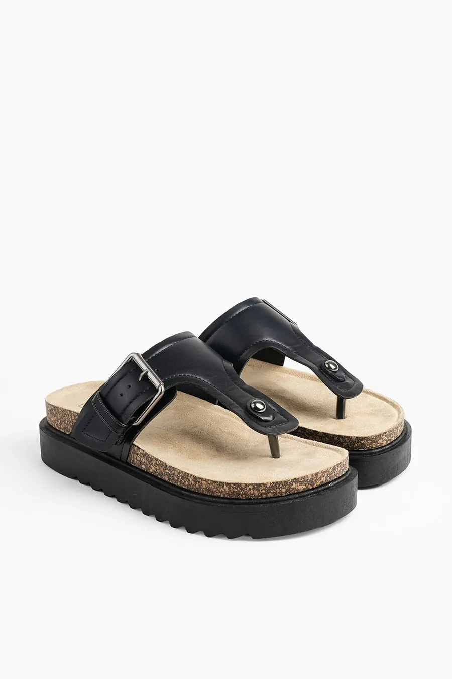 Chinelos plataforma Thong em poliuretano · Senhora · Preto