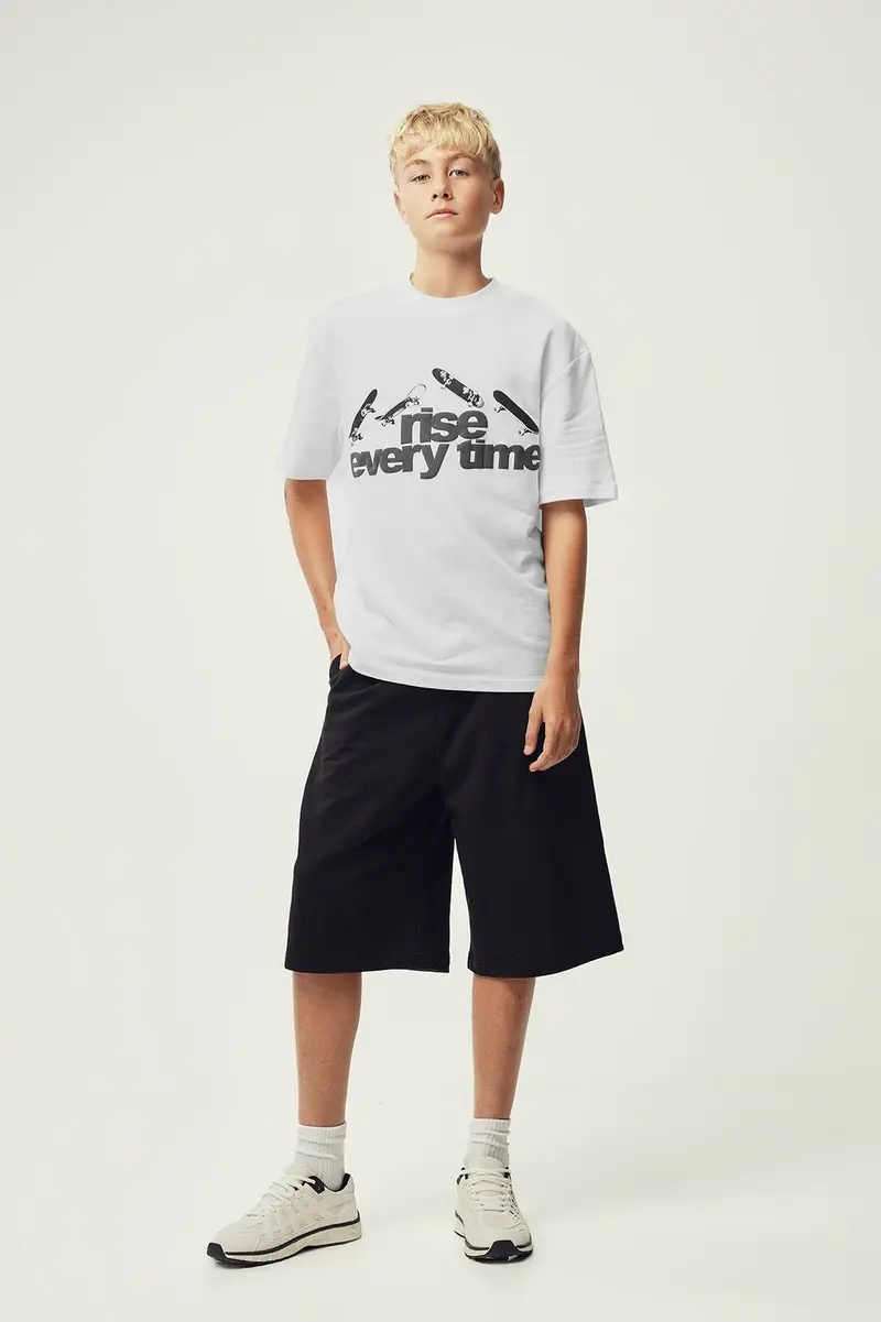 Calções Baggy em algodão · Menino · Preto