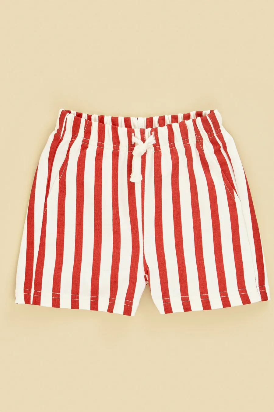 Calções às riscas em algodão · Bebé · Vermelho