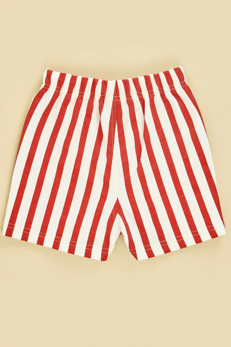 Calções às riscas em algodão · Bebé · Vermelho