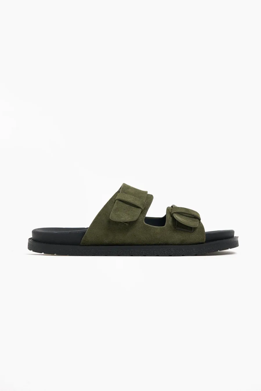 Chinelos Double Buckle em poliéster · Homem · Verde Oliveira